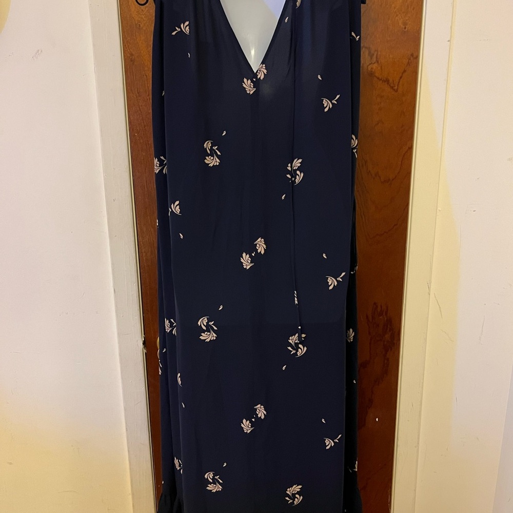 Oxo Navy Blue Maxi Dress with Floral Accents